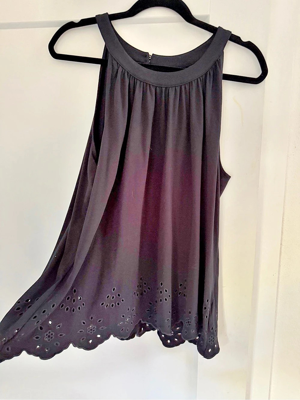 Lands End Eyelet Scalloped halter neck in Black